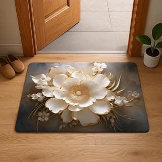 HomeStrap 3D Print Anti Skid Floor Mat | Door Mat for Home | Water Absorbent Mat for Bathroom, Bedroom, Entryway & Balcony | Soft, Odour-Free & Easy to Clean Floor Mat - Grey