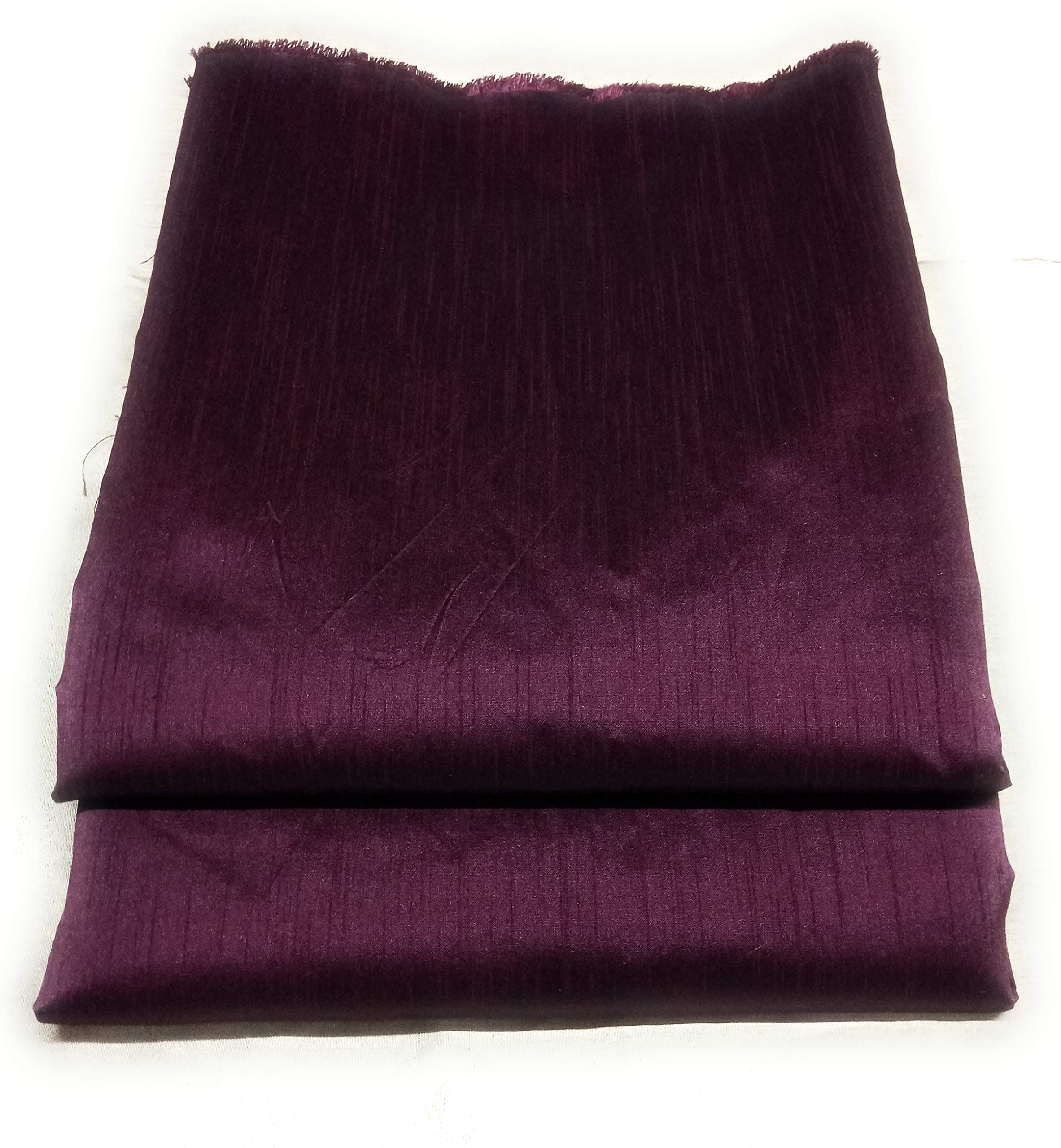 Men's Ethnic Raw Silk Unstitched Shirt/Kurta Fabric Length 2.5 Meter (Wine Maroon), Solid