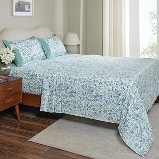 maspar 100% Cotton Printed Soft Durable & Comfortable Single Bed Bedsheet with 1 Pillow Cover - 200 TC