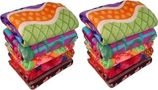 Zacharias Printed Single Bed Fleece Blanket Set of 10 Multicolor