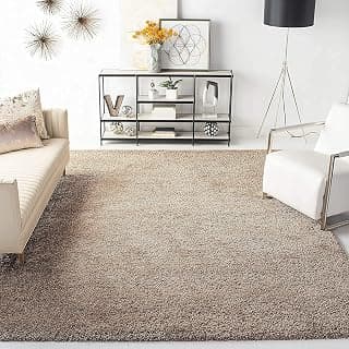AROMICK Modern Polyester Anti Slip Shaggy Fluffy Rug and Carpet for Living Room, Bedroom & Dining Room (6 x 8 Feet, Beige)