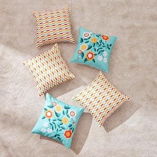TEAL BY CHUMBAK Cushions Set of 5 (Floral Blush)