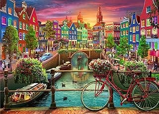 Brain Tree - Amsterdam 1000 Piece Puzzles for for Adults and Kids 12+ Unique Puzzles for Adults and Kids 1000 Pieces with with 4 Puzzle Sorting Trays and Droplet Technology - 27.5”Lx19.5”W