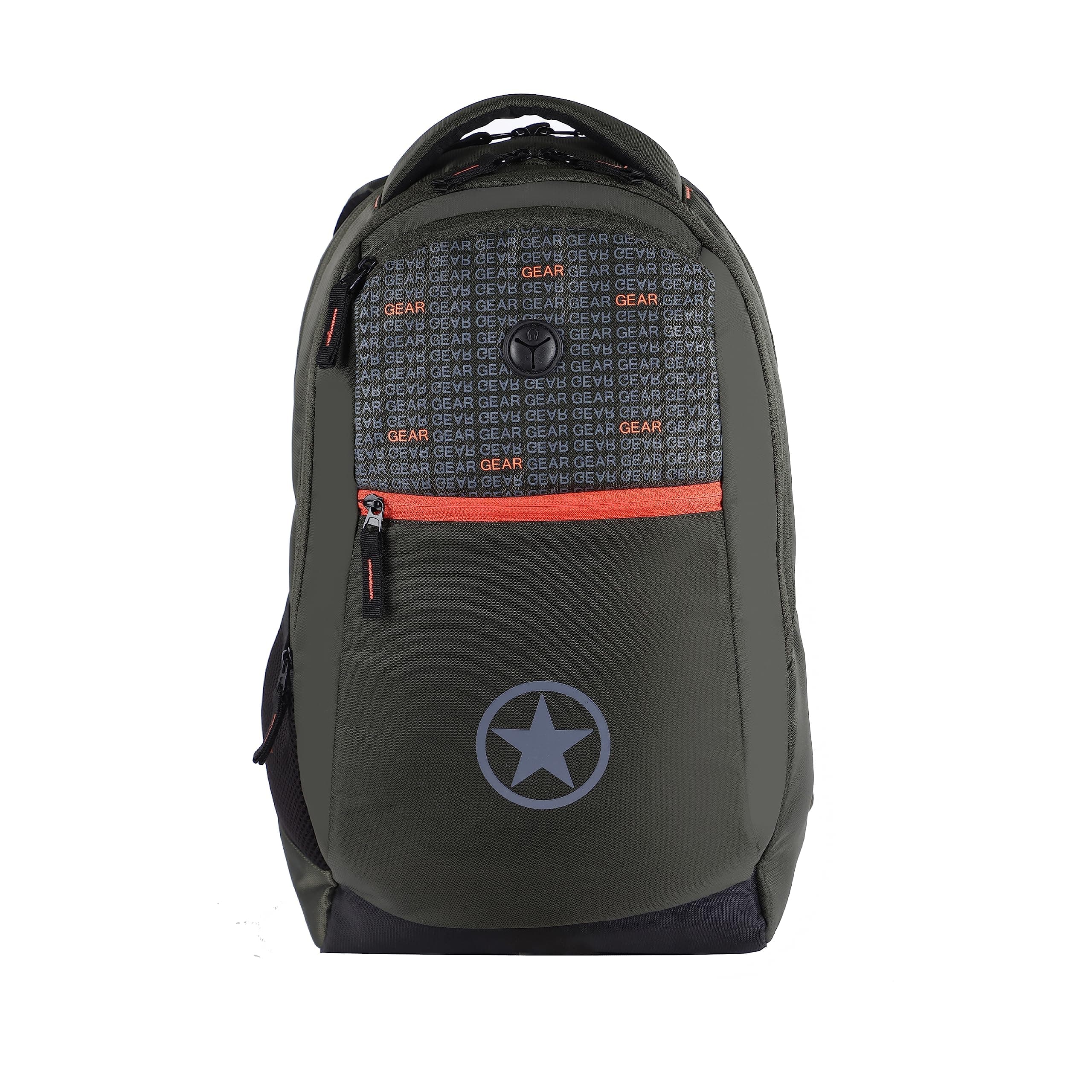 Gear Rockstar 34L Large Water Resistant School Bag/Casual 5 Compartment Backpack/Daypack/Travel 5 Compartment Backpack/Kids Bag/College Bag for Boys/Girls/Men/Women (Olive)