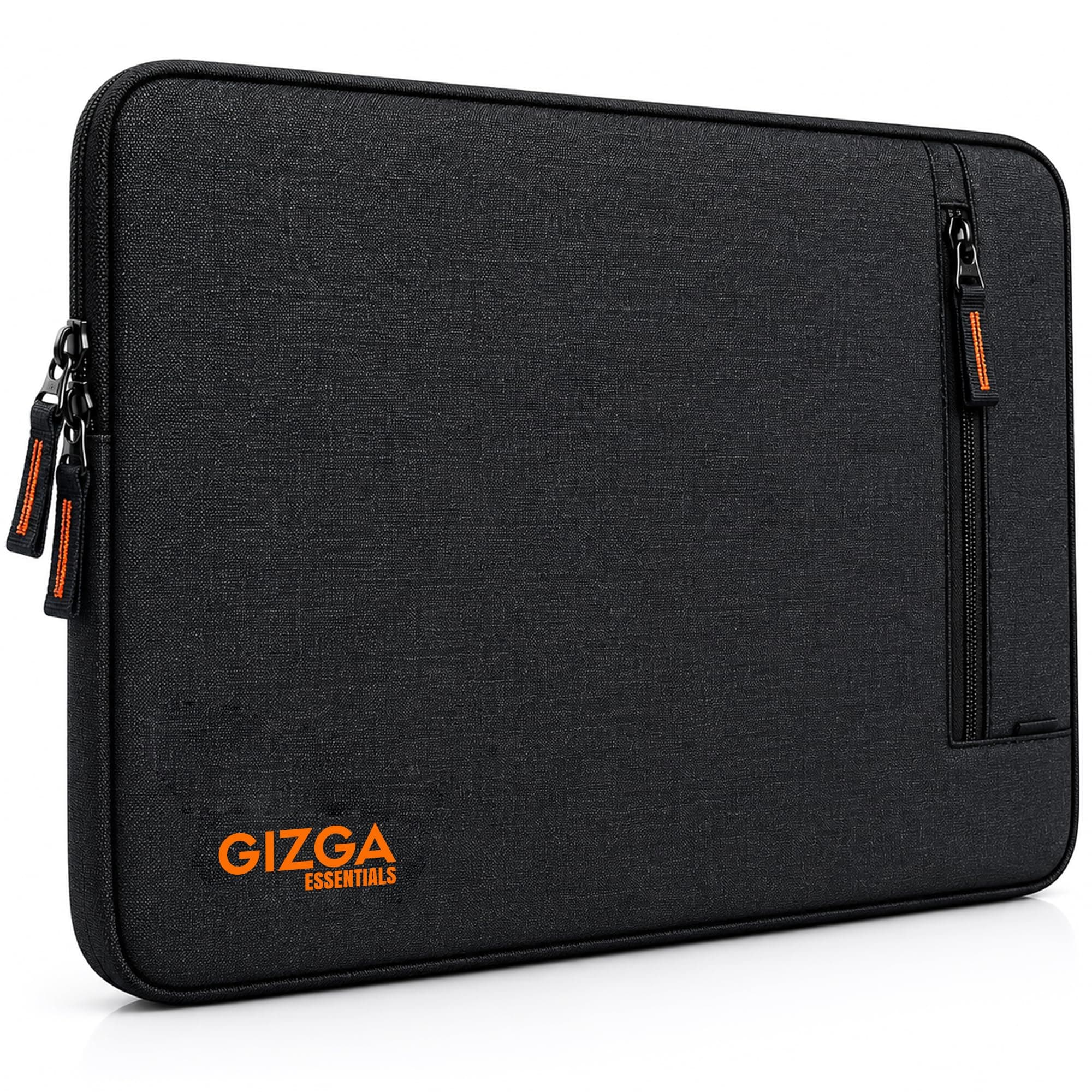 Gizga Essentials 13.3Inch Laptop Sleeve Case Cover Pouch Bag with Front Pocket| Slim & Water-Resistant Nylon Fabric with Shockproof Foam Padding, Soft Lining & Premium Zipper Closure (Black)