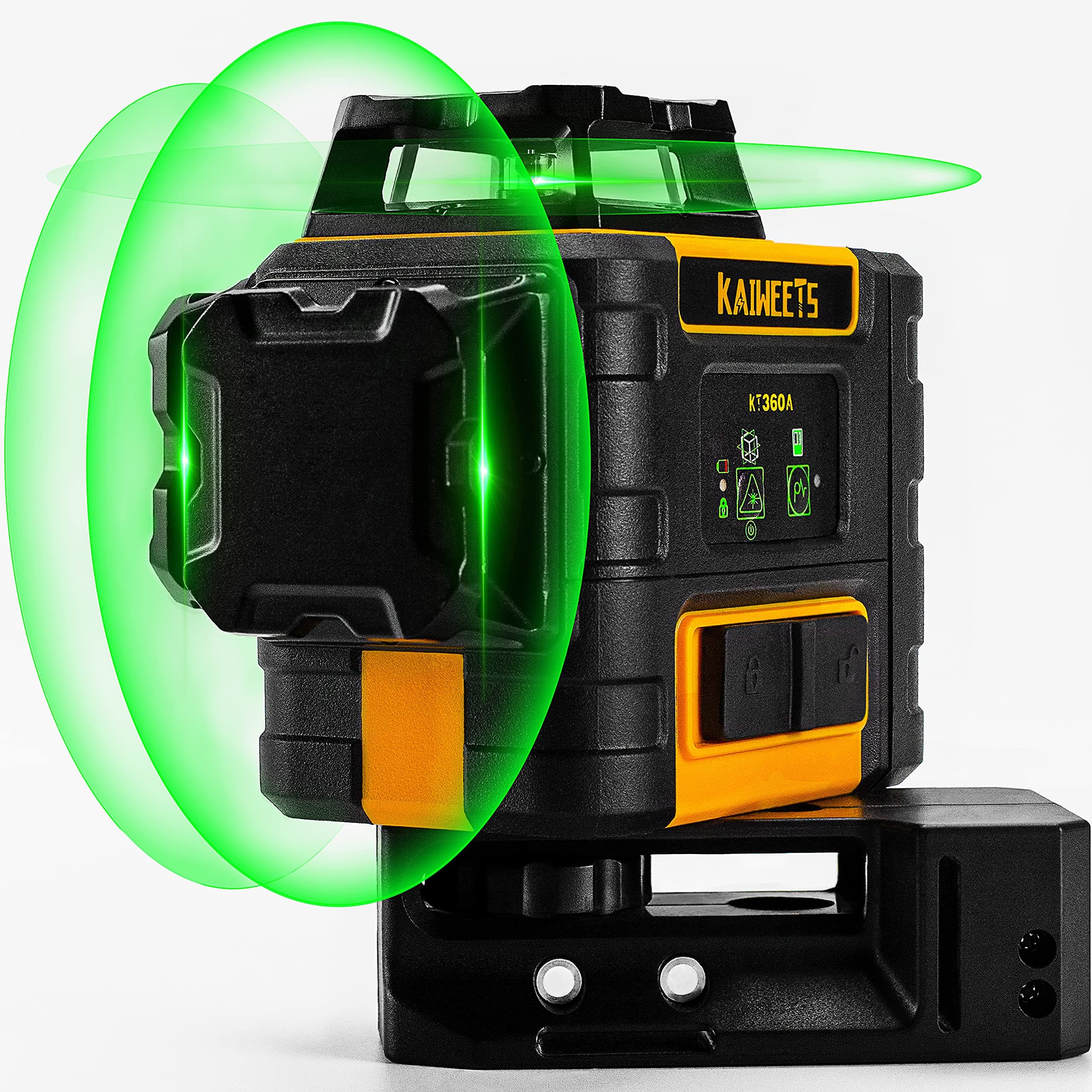 KAIWEETS Self-Leveling 3D Laser Level - 3 X 360 Construction Level for Picture Hanging, Horizontal/Vertical Lines, Up To 20Hrs, Magnetic Stand, Carrying Case (KT360A)