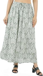 COTTON BREEZE Women's Cotton Long Skirt Multi Coloured