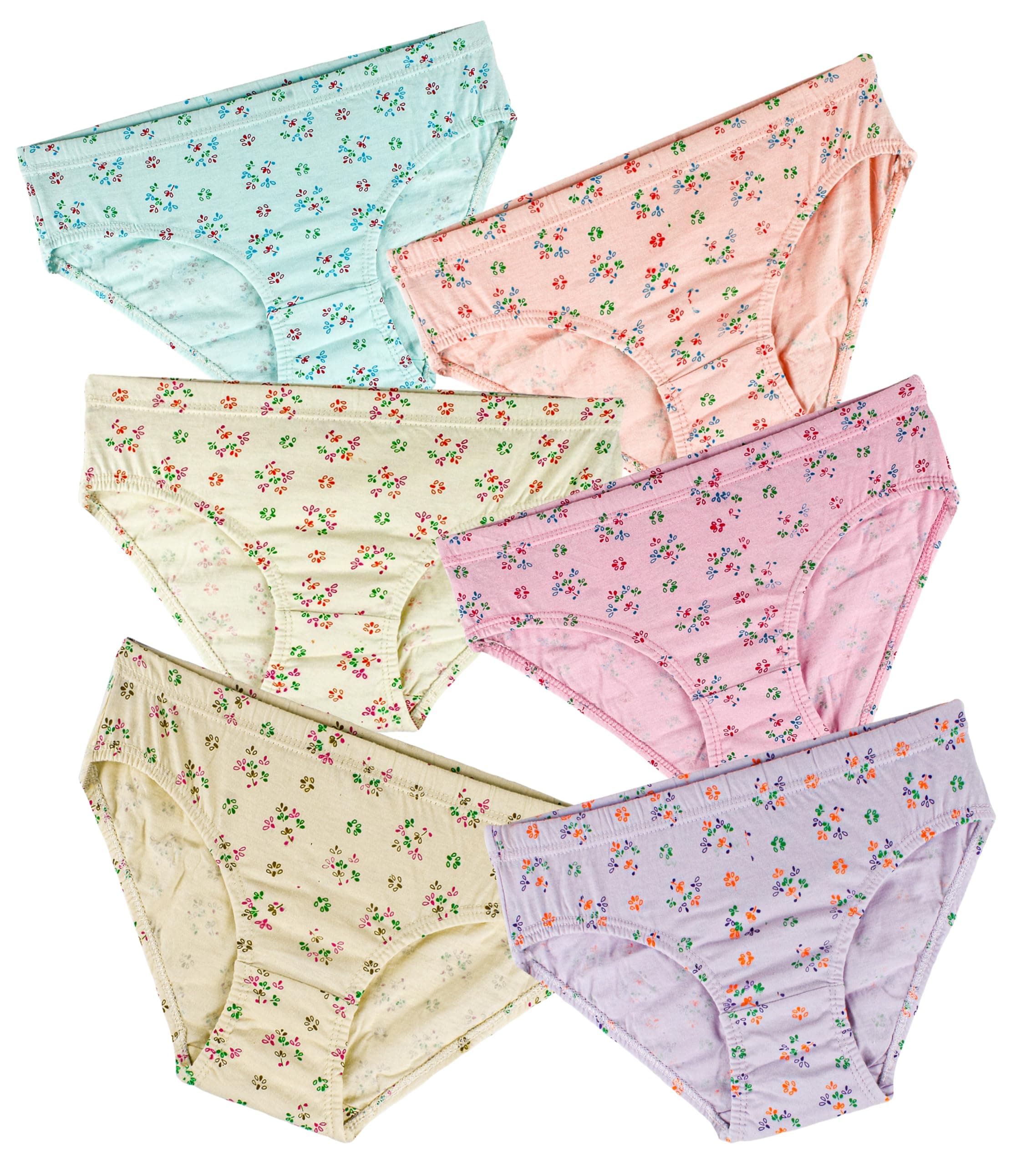 SHINE STAR Women's Pack of 6 Full Coverage Hipster Panty 100% Super Combed Cotton Fabric with Inner Elastic Waistband Multicolour