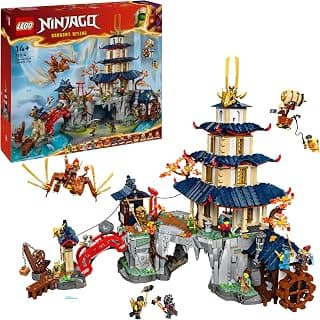 LEGO NINJAGO Tournament Temple City Adventure Toy Set with 13 Minifigures and Dragon Figure 71814