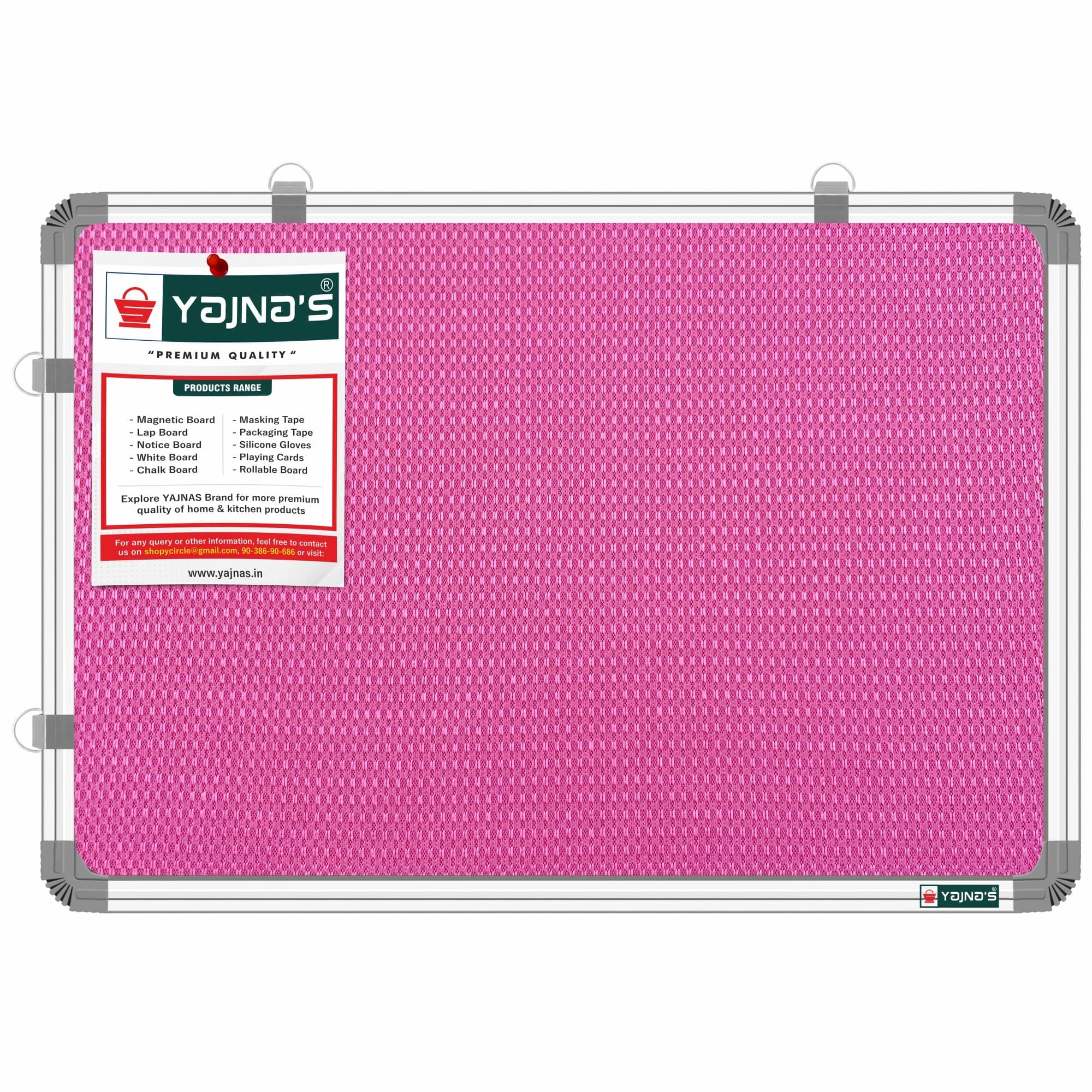 YAJNAS 1.5x2 Feet Premium Material Notice Pin-up Board/Pin-up Board/Soft Board/Bulletin Board/Pin-up Display Board for Office, School and Home, (1.5 x 2 Feet, Pink (Pack of 1))