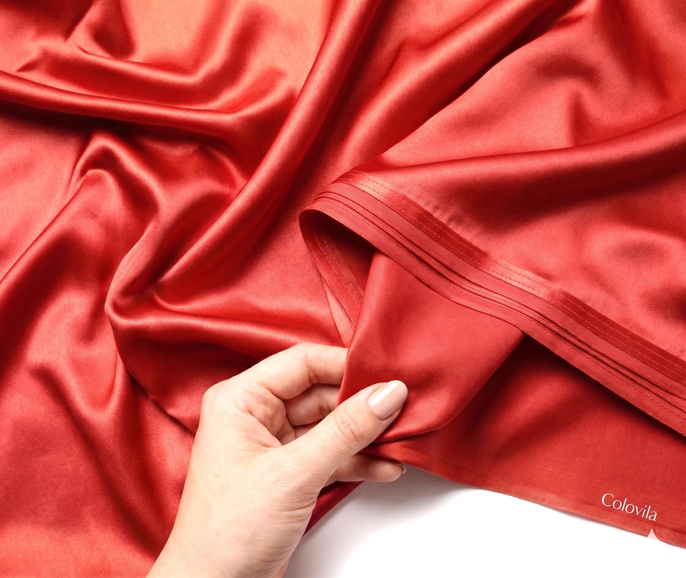 Colovila Women/Girls Unisex Ethnic Unstitched Satin-Silk Ultra-Soft, Shiny and Smooth Quality Plain Fabric/Cloth/Dress Material for Kurti, Suit, Pallazo, Blouse, Crafts etc (Orange, 3 Meter)