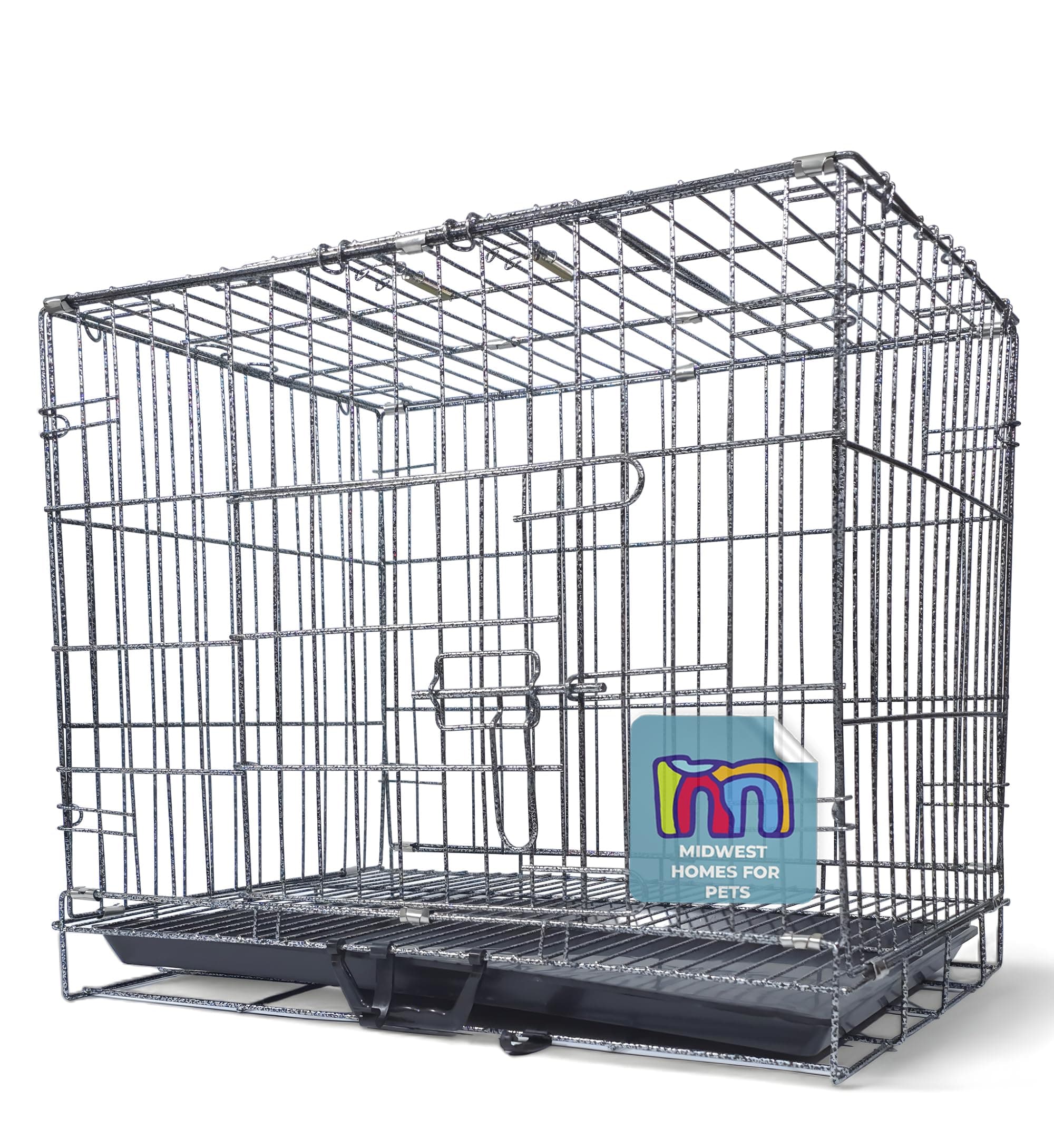 MidWest Homes for Pets 36-Inch Black Antique Silver Dog Crate - Large Crate for 12-30 kg Dogs (36Lx25.5Wx24.5H Inches) - Heavy-Duty Metal, Portable & Foldable