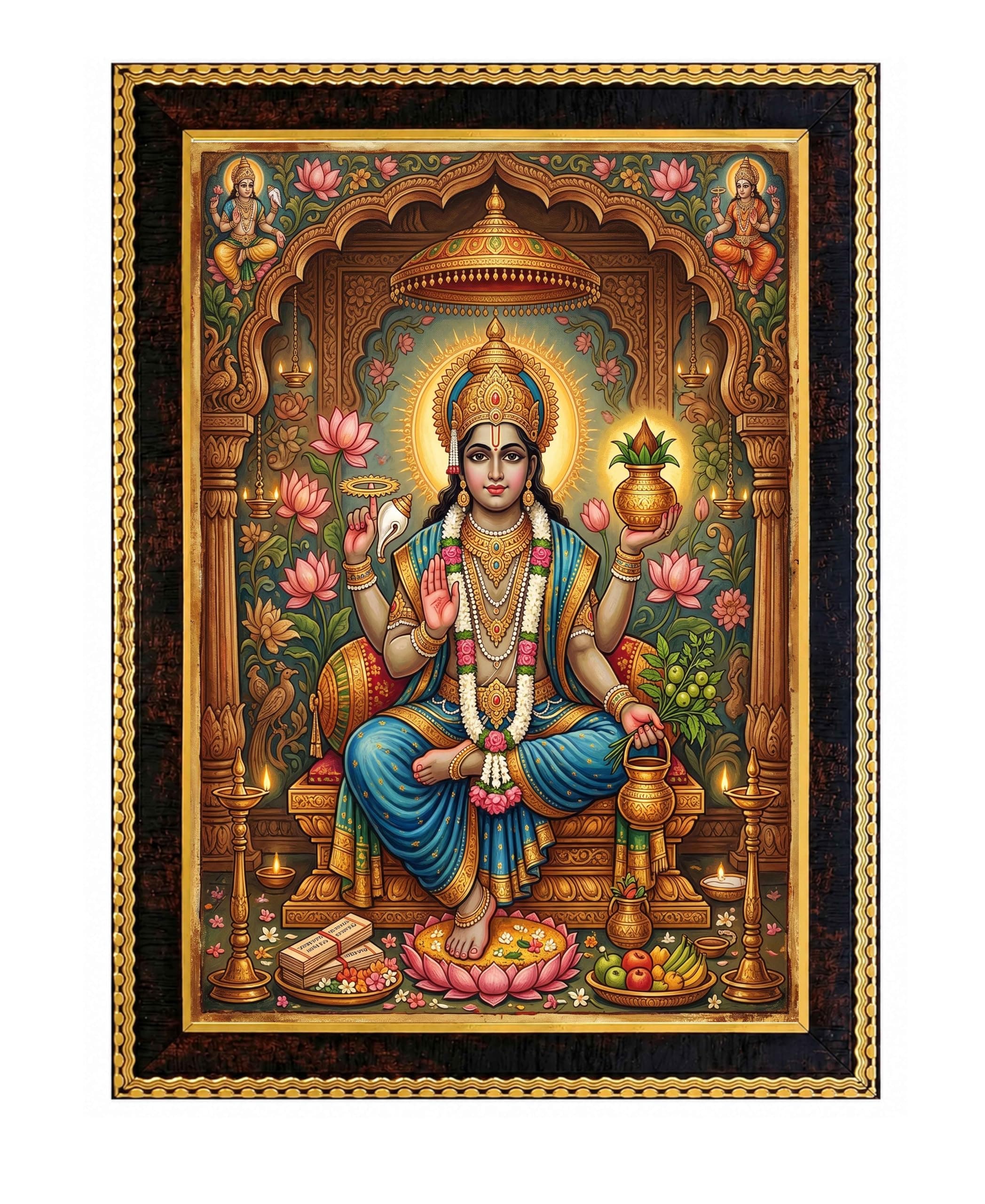 BALDAU PRINTS Dhanvantari Ji God of Ayurveda Photo Frame Painting for Pooja Room, Office, Living Room Wall Hanging and Tabletop (8X10 Inch, Synthetic Wood, Acrylic Glass, Brown) M-83
