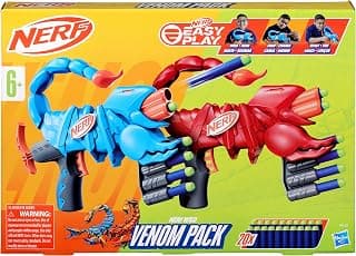 Nerf Wild Venompack, Includes 2 Easy Play Blasters, Scorpion Designs, 20 Elite Darts, Snake Toys, Ages 6+,Foam Dart Blaster