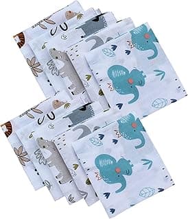 Trance Home Linen Super Soft 100% Cotton Thin Malmal Face Towels|Reusable Hygiene Wash Cloth|Napkin For New Babies|Soft Hankies For Children (Small 40 X 40 Cm,Baby Pug - Pack Of 10 Pcs),200 TC