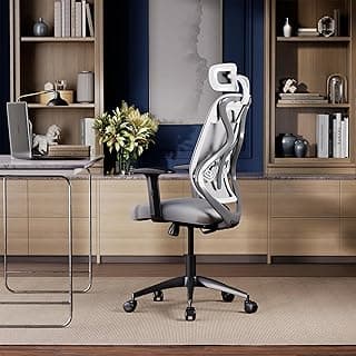 Wakefit Gravita Ergonomic Office Chair for Work | 3 Year Warranty | Multi-Lock Seat Slider and Recline | Soft Armrest with 3D Adjustability| Strong Nylon Base | 8+ Hours of Comfort| White and Grey