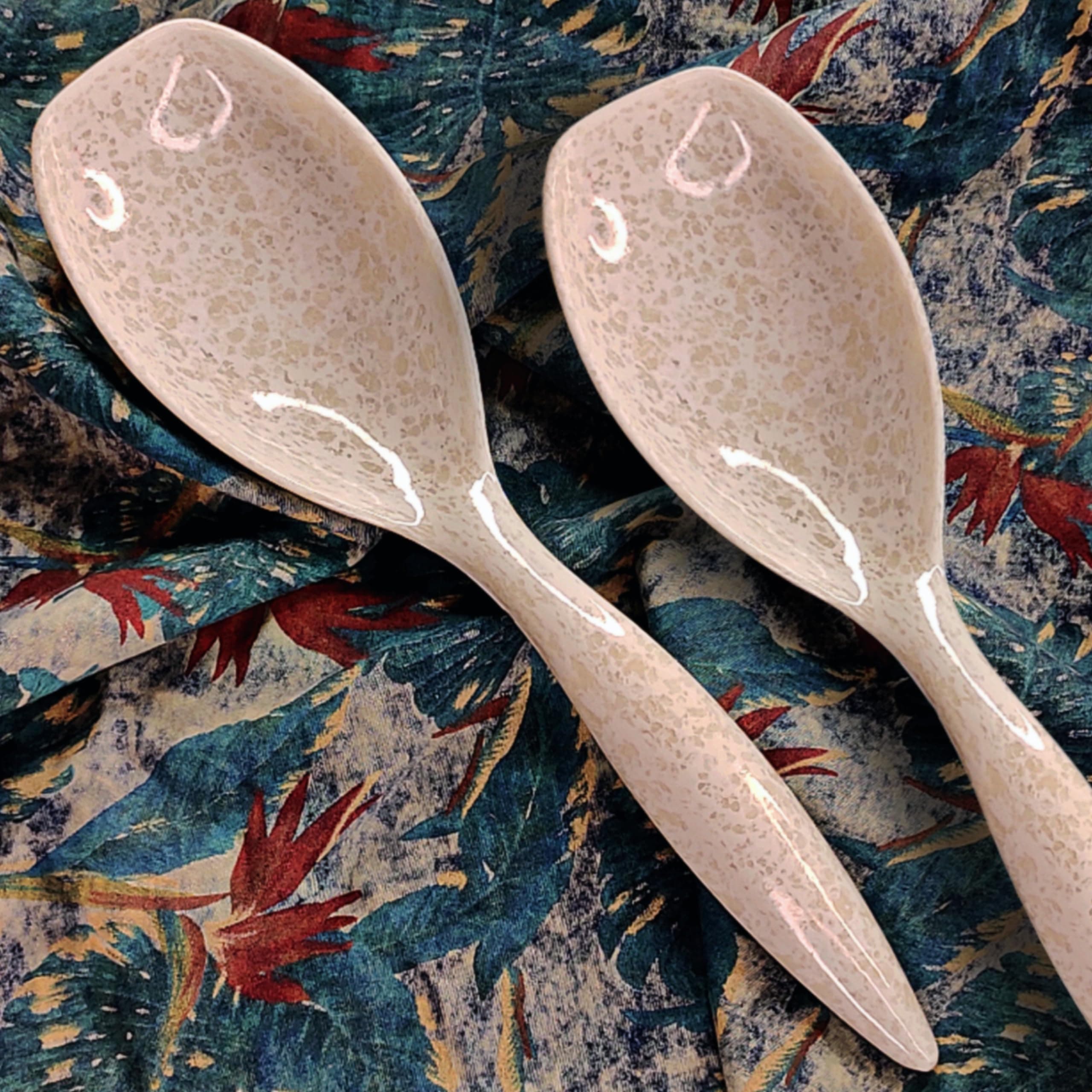 Vemlons Serving Spoon/Long Handle Melamine Serving Spoon Set of 2 Pieces/Cutlery Set/Serving Spoons Set/Serving Set (White)