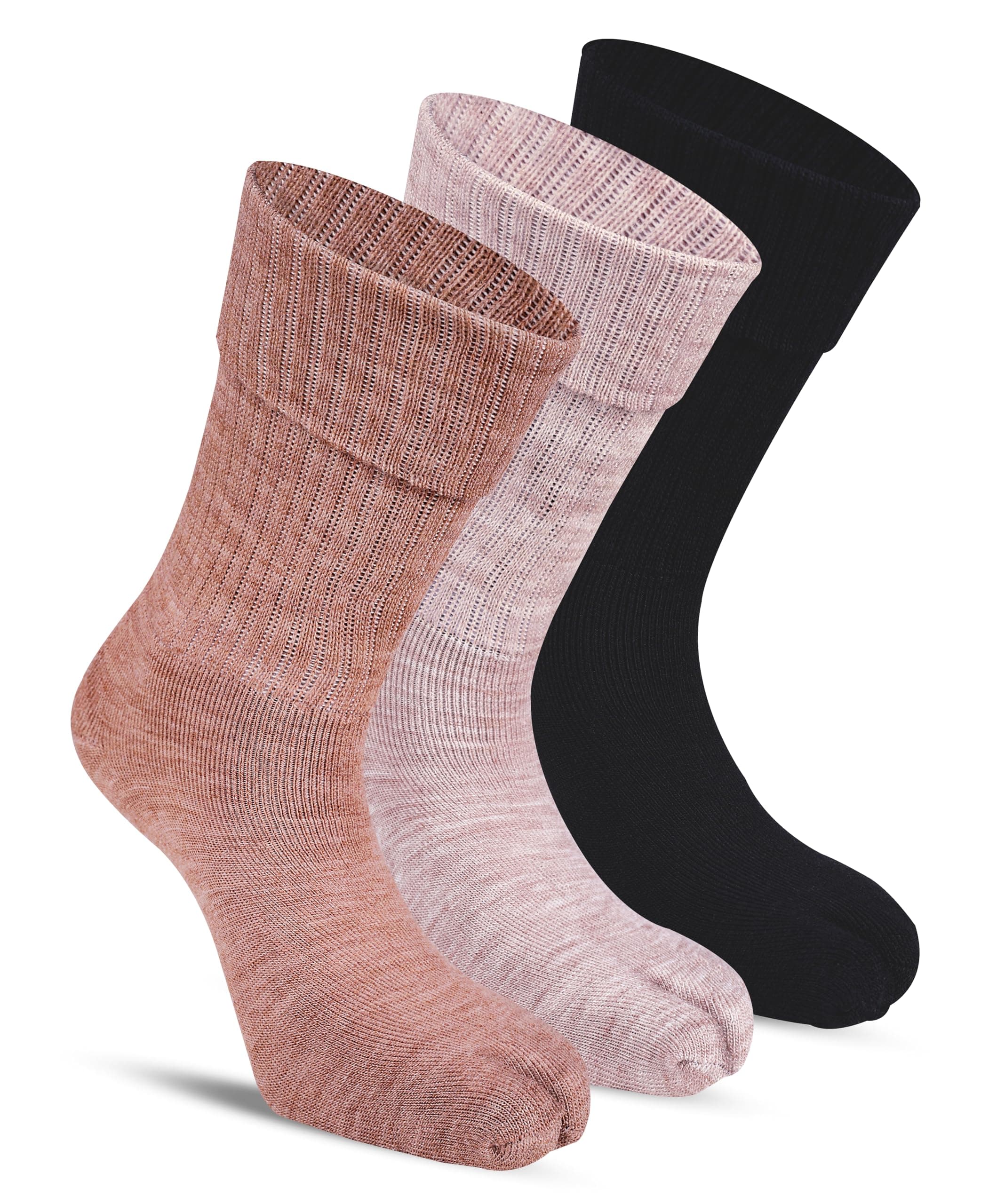 RC. ROYAL CLASS Women Woolen Winter Wear Thermal Thumb Socks, Calf Length Terry Thick Towel Cushioned, Warm & Cozy Thermal Thumb Socks For Women (Pack of 3 Pairs)