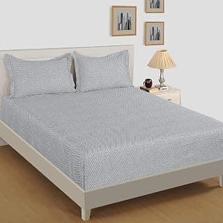 Swayam Mercerized Pure Cotton Double Bedsheet with 2 Pillow Covers | 300 TC Soft Breathable Bed Sheet | Geometric Printed | Size 90 x 100 inch | Comfortable & Durable for Bedroom - Grey