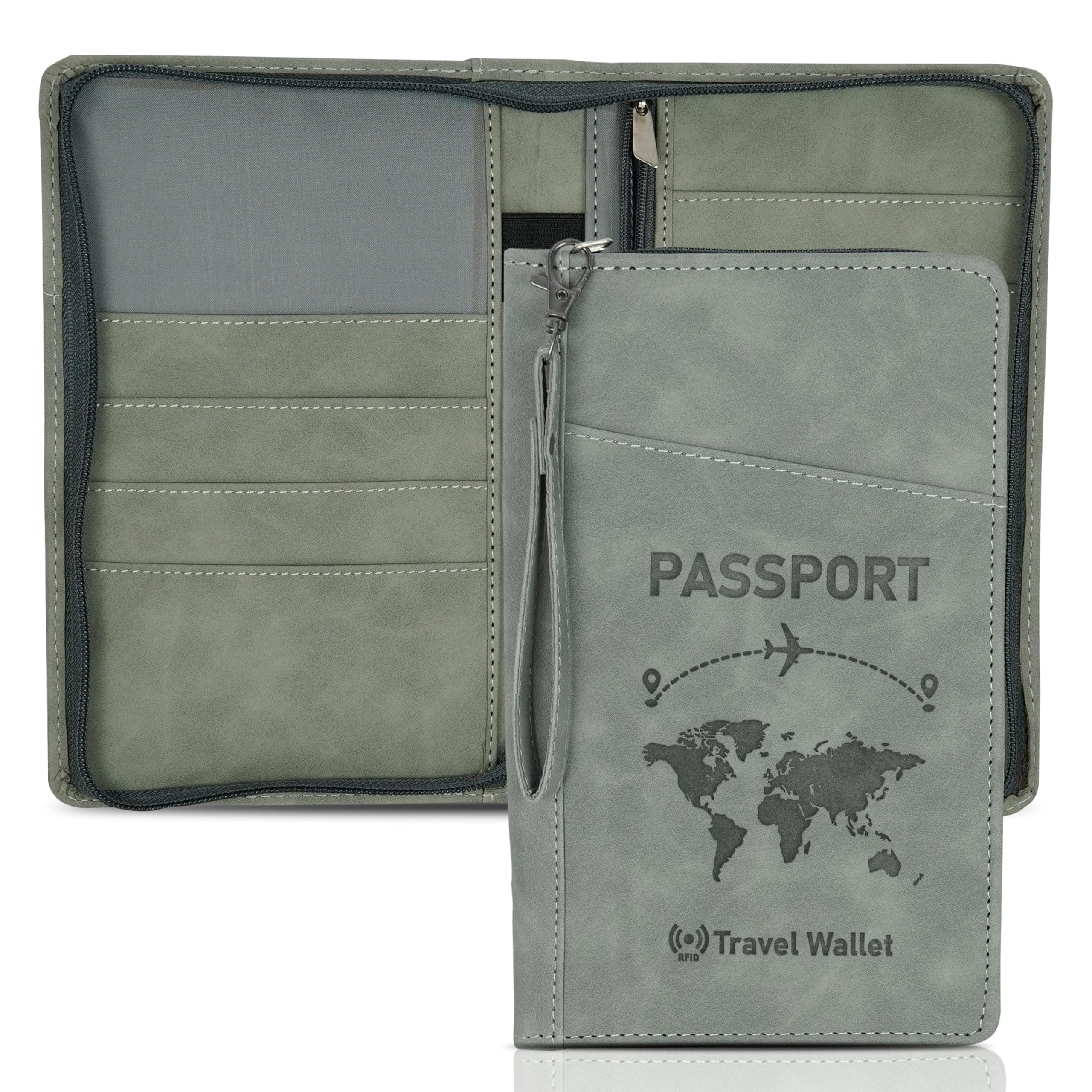 Storite RFID Blocking PU Leather Travel Passport Holder, 1Pk | Cover Case, Travel Wallet, Document Organiser, Removable Hand Strap, For Men & Women