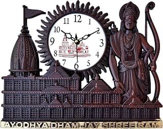 Analog 30 cm X 22 cm Wall Clock (Brown, Black, with Glass, Standard)(ayodhya-dham-cola)