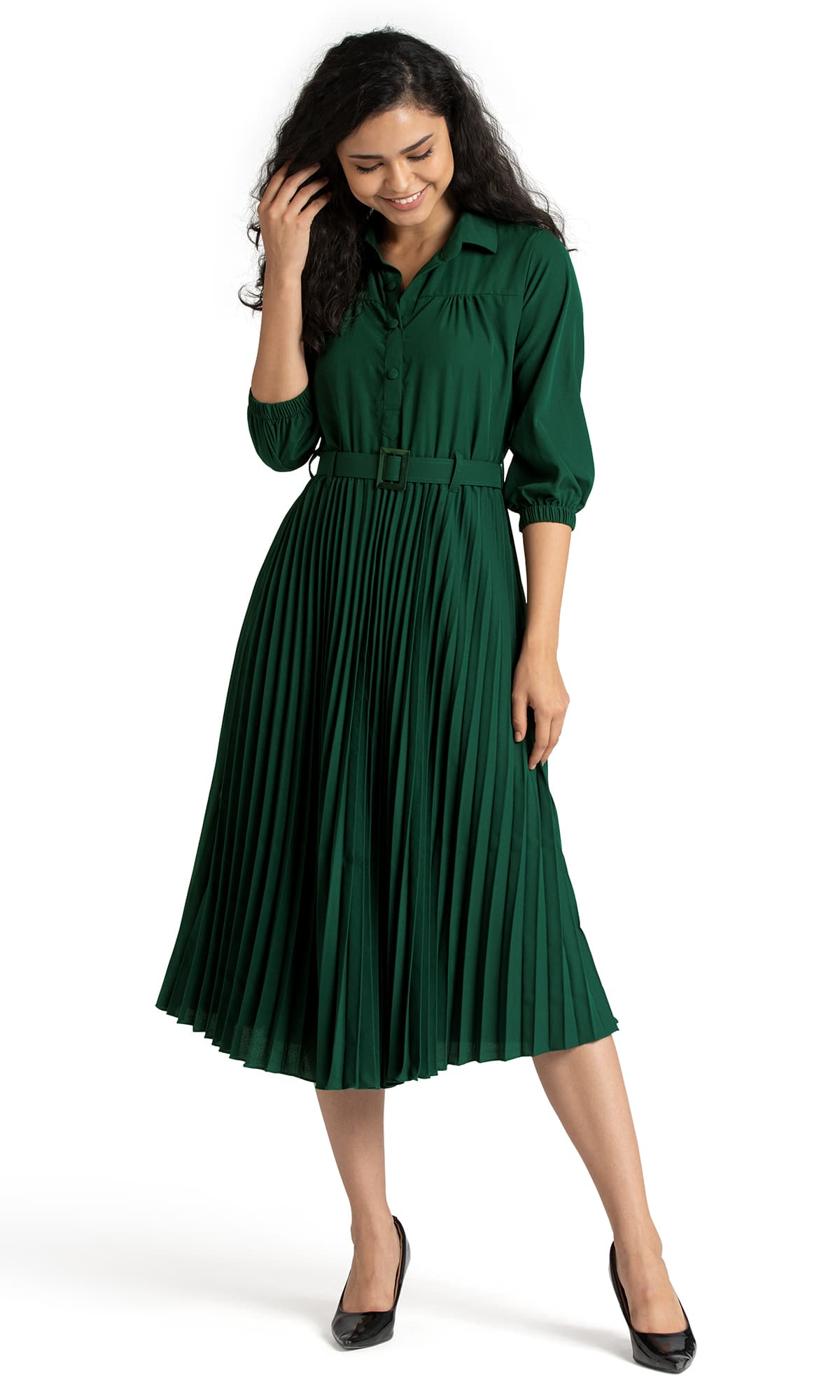 AASK Designer Plated Crape Dress for Women Stylish