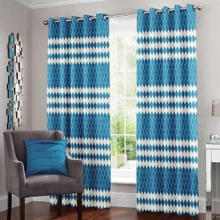 Story@Home Curtains 7 Feet Long Set of 2,Blue with Abstract Design | 118 cm X 215 cm | Grommet, Semi-Sheer| Door Curtains for Living Room, Bedroom, Halls | Perfect for Festive Gifting