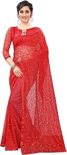 LOROFY Women's Net Saree (With Blouse_Free Size)