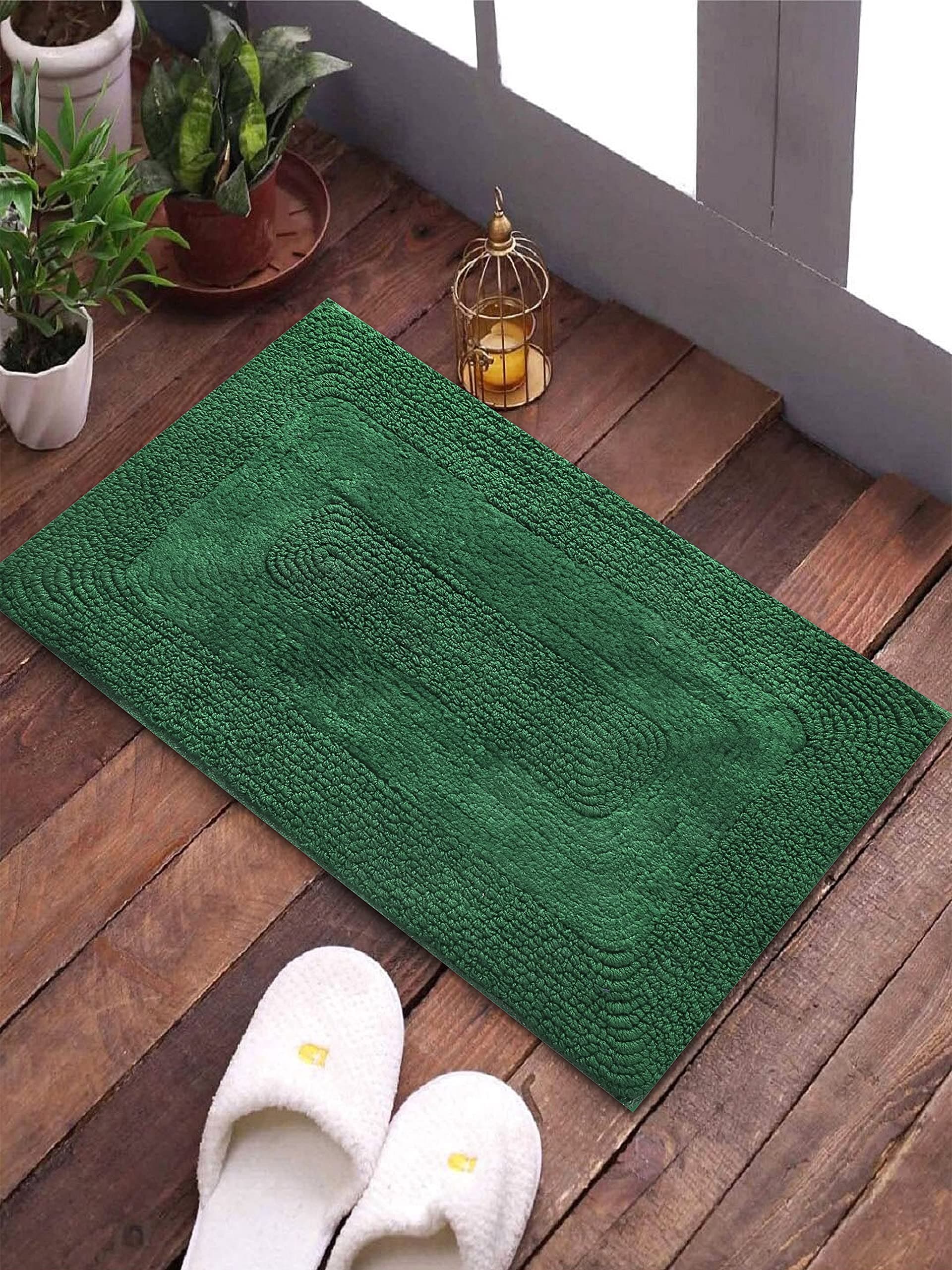 A CUBE LUXURY SOLUTIONS Reversible Cotton Color Bath Mat (40x60 cm) (Green)