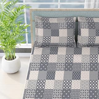 BOUTIQUE LIVING Alpha Geo Valatia 100% Cotton 200 TC Geometric Print King Bedsheet Set