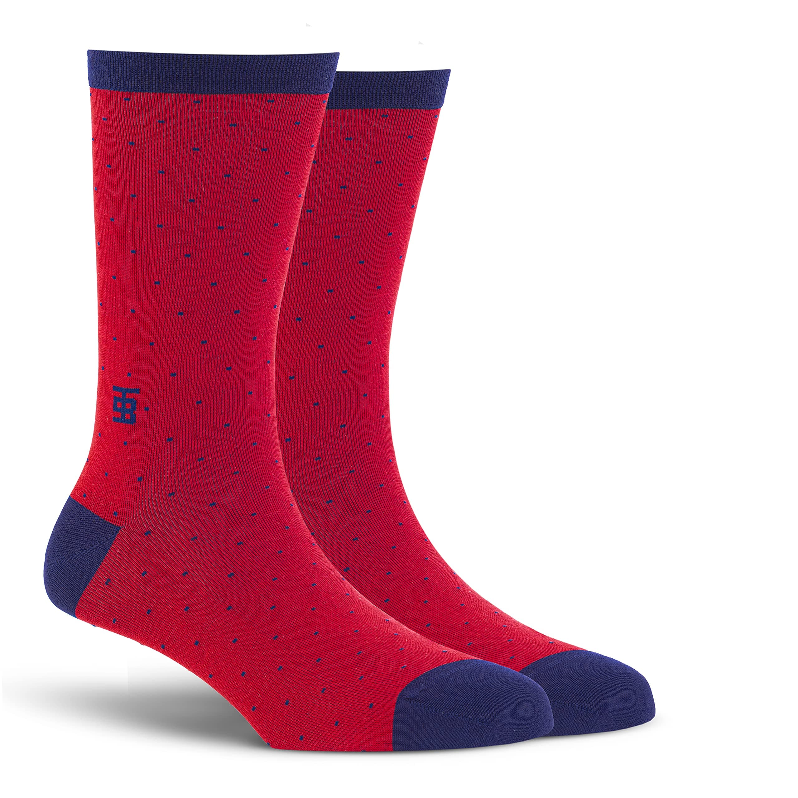 SockSoho Premium Crew Length Cotton Socks for Men - Merlot Edition (Color: Red | Material : Scottish Lisle Cotton | Style: Polka | Size: UK 7-12 | Length: Regular)