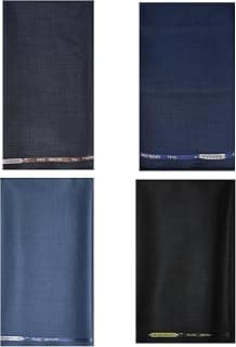 KUNDAN SULZ GWALIOR Men's Executive Fancy Formal Trouser Fabric Combo Set (4 Pant Piece for Men) (1.20 Meters, Brown, Navy Blue, Blue & Military)