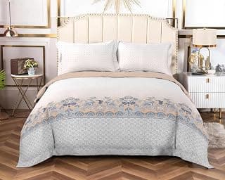 Bombay Dyeing King Size Bedsheet 210 TC Cotton Premium Bedsheet & 2 Pillow Covers - King Size - 274 X 274 Cms - Fade Less Colors - Blue and Peach | Premium Bedsheet & 2 Pillow Covers, 274 X 274 Cms, Fade Less Colors