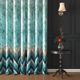 Story@Home Blackout Digital Print Door Curtains 7 Feet Long Set of 2 | | Room Darkening | Thermal Insulated Curtains for Living Room | (118 x 215 cm, Mint Green & Light Grey) | Perfect for Home Decor