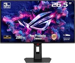 ASUS ROG Strix OLED XG27ACDMS Gaming Monitor ― 27-inch (26.5-inch viewable) 1440p QD-OLED Panel, 280 Hz, 0.03 ms, Custom heatsink, Neo Proximity Sensor, OLED Care Pro, G-SYNC® Compatible, 99% DCI-P3