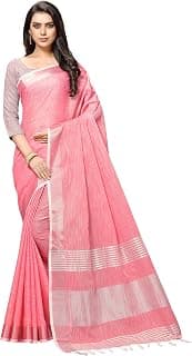 Rekha Maniyar Women's Jacquard Linen Saree With Unstitched Blouse Piece (SILVERLINEN)