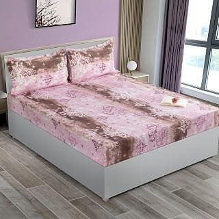 Swayam Pure Cotton Double Bedsheet with 2 Pillow Covers | Size 90 x 100 inch | 160 TC | Ethnic Motifs Design | Soft Breathable Bed Sheet | Comfortable & Durable for Bedroom - Purple & Brown