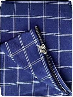 4x6 ft Cotton Mattress Cover for Diwan Bed (72x48x4 in,Blue) Non Shrink Heavy Fabric,Interlocked Stiching,Stong Zip,Metal Locks.