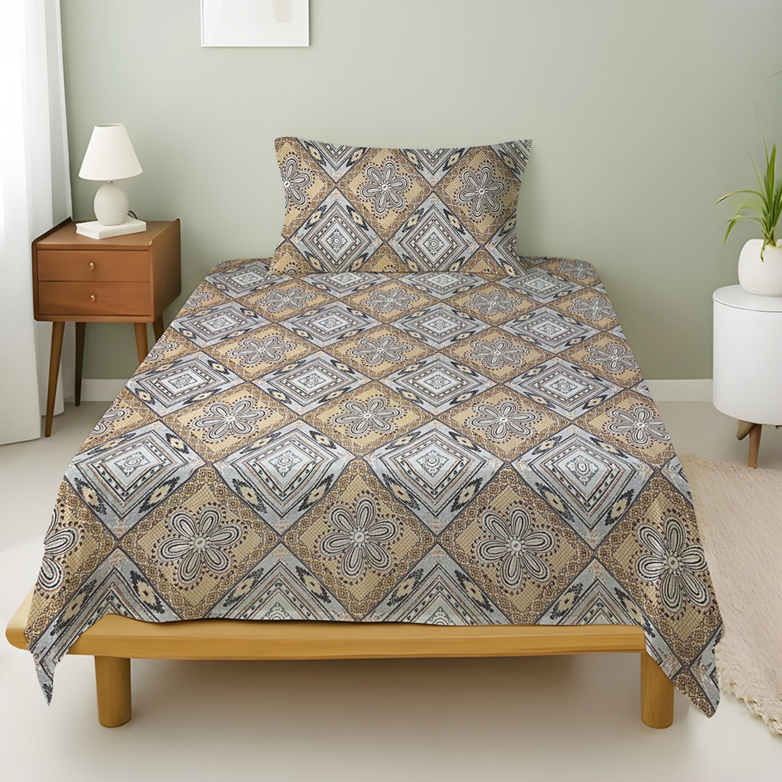 Weave & Decor® Cotton Bedsheet for Single Bed 90x60 Inches Soft and Breathable, Includes 1 Pillow Cover 20x30 Inches