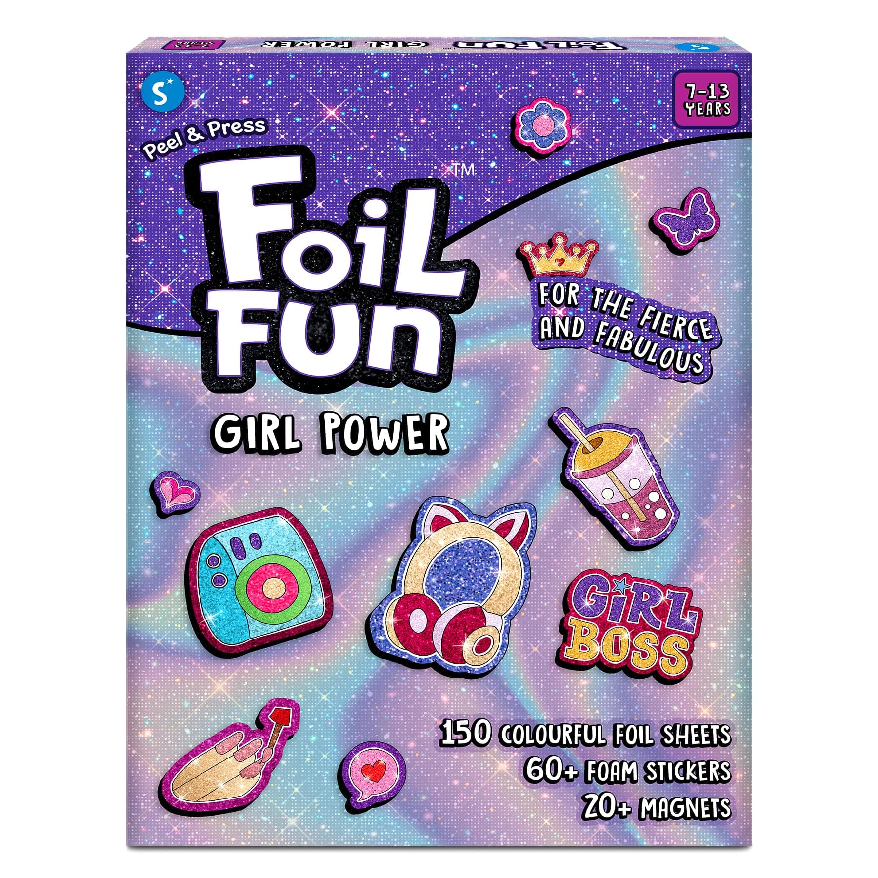 Skillmatics Foil Fun – Girl Power, DIY Foil Art Craft Kit for Tweens | Mess-Free Activity, 20+ Magnets & 60+ Stickers, Travel, Screen-Free Fun, Party Favor for Kids, Teens (Ages 7–13)