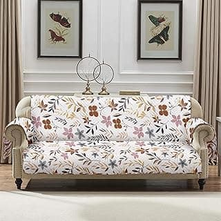 Amazon Basics Printed Quilted Reversible Sofa Topper | 3 Seater | 170Cm X 175Cm | 325 GSM | Color - Cream, Polyester Blend