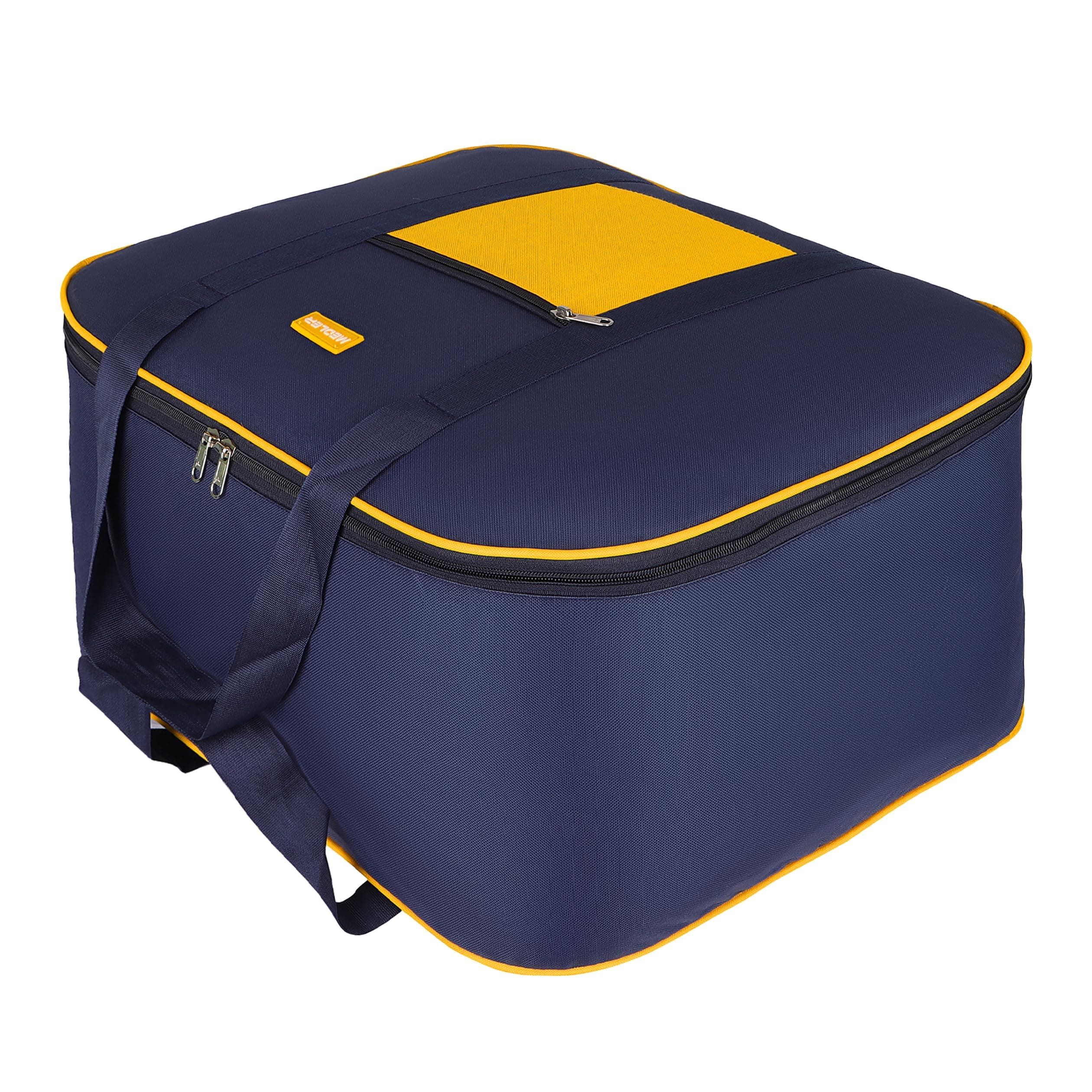 M MEDLER STG-1K 85 Liters Large Underbed Storage Bag Moisture Proof Cloth Organiser with Zippered Closure and Handle (Blue - yellow), (58x48x30cm) Rectangular