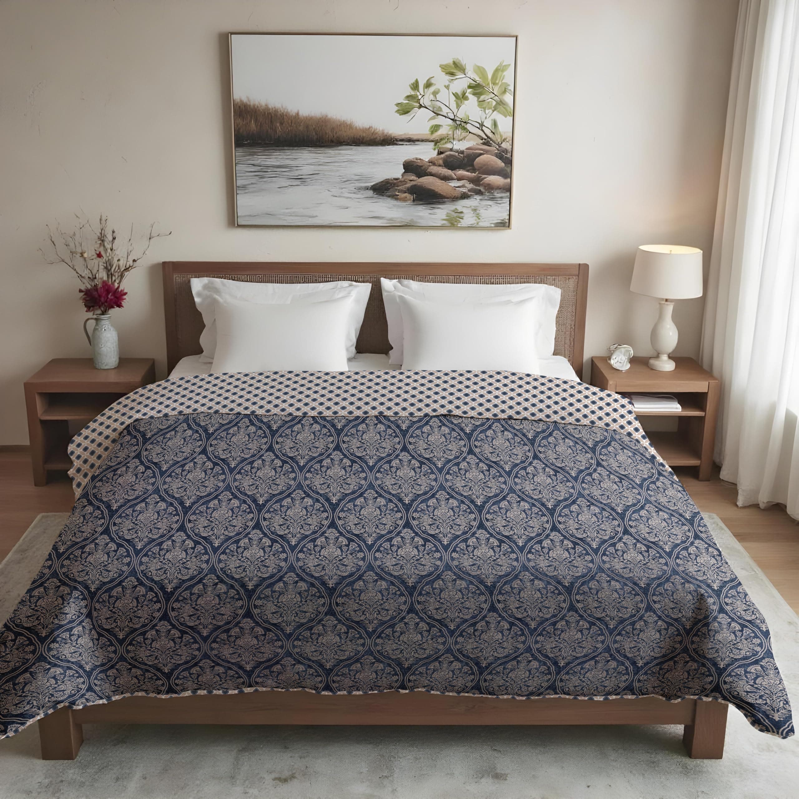 Wakefit Essentials All Season Dohar | Single(88x56 Inch) | 110 GSM | 100% Cotton | Reversible Design | AC Blanket | Celeste, Multicolor