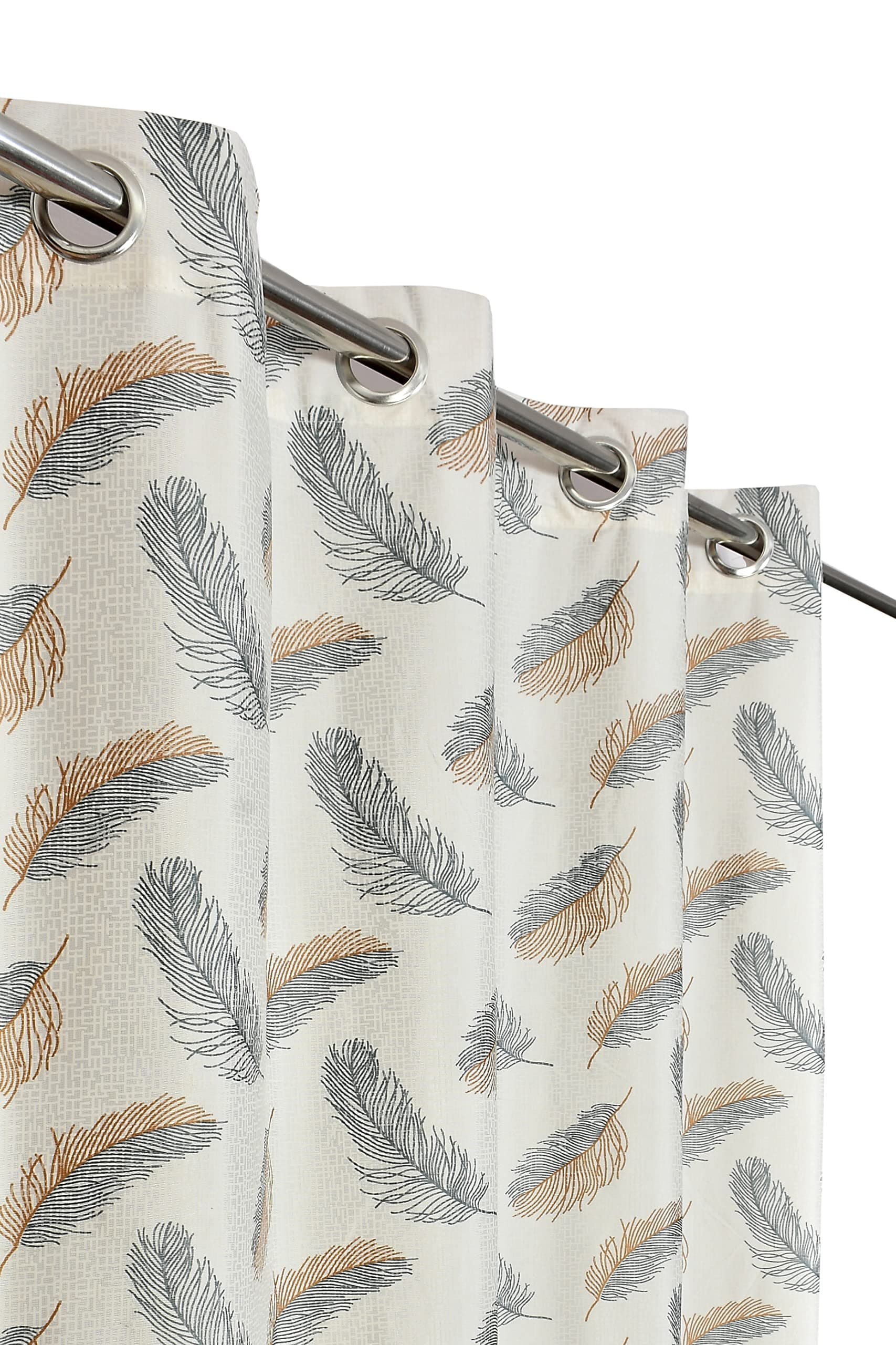 POLARTAINS Polyester Curtains 7 Feet Long Set of 2 for Door (Grey 4 ft x 7 ft), Eyelet,Floral,Grommet Curtains