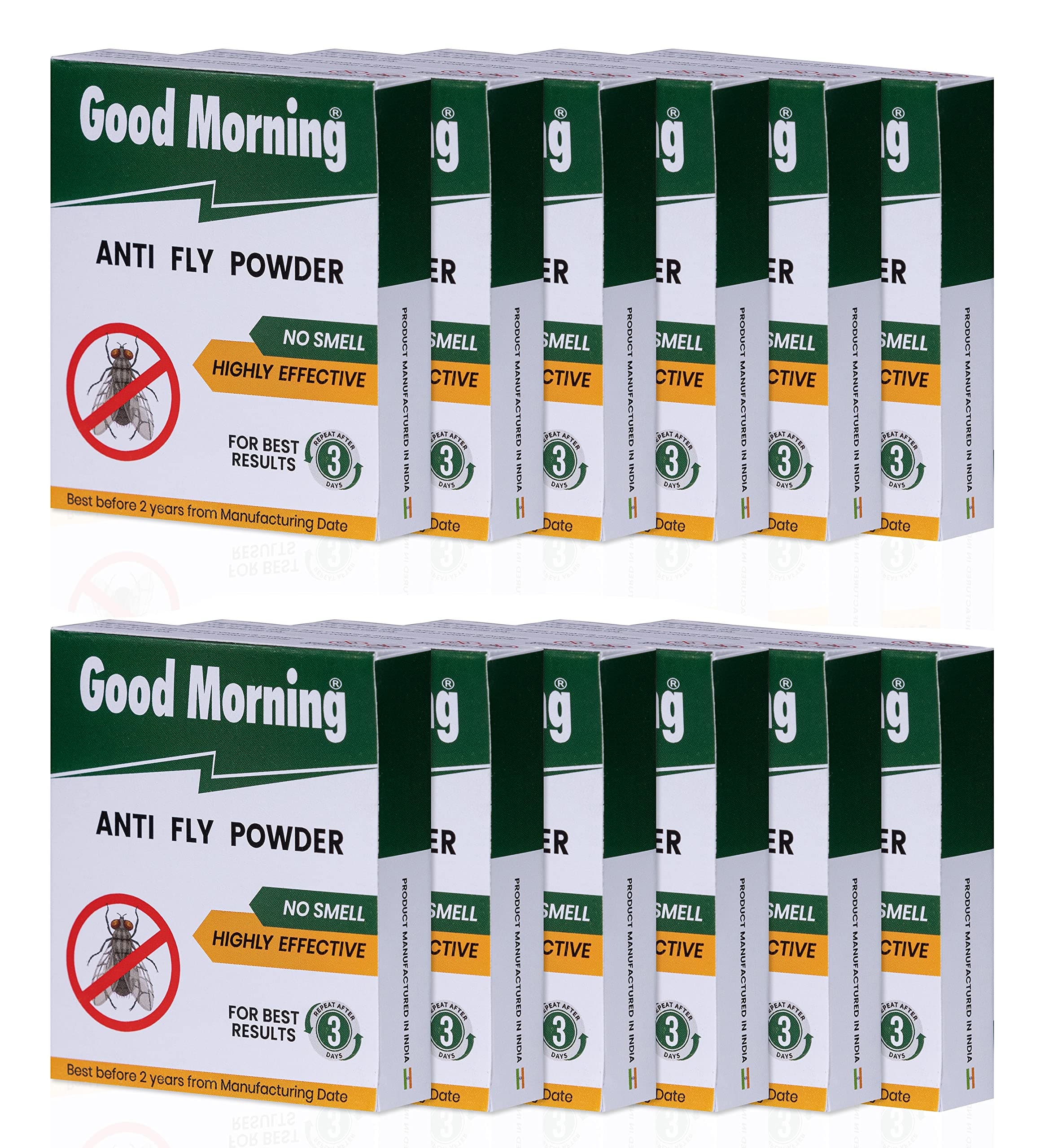 Good Morning Fly Killer Spray Powder for Houseflies, Fruit Flies & Other Flying Insects | Fast Acting Pest Control | Home Use | Value Pack of 12