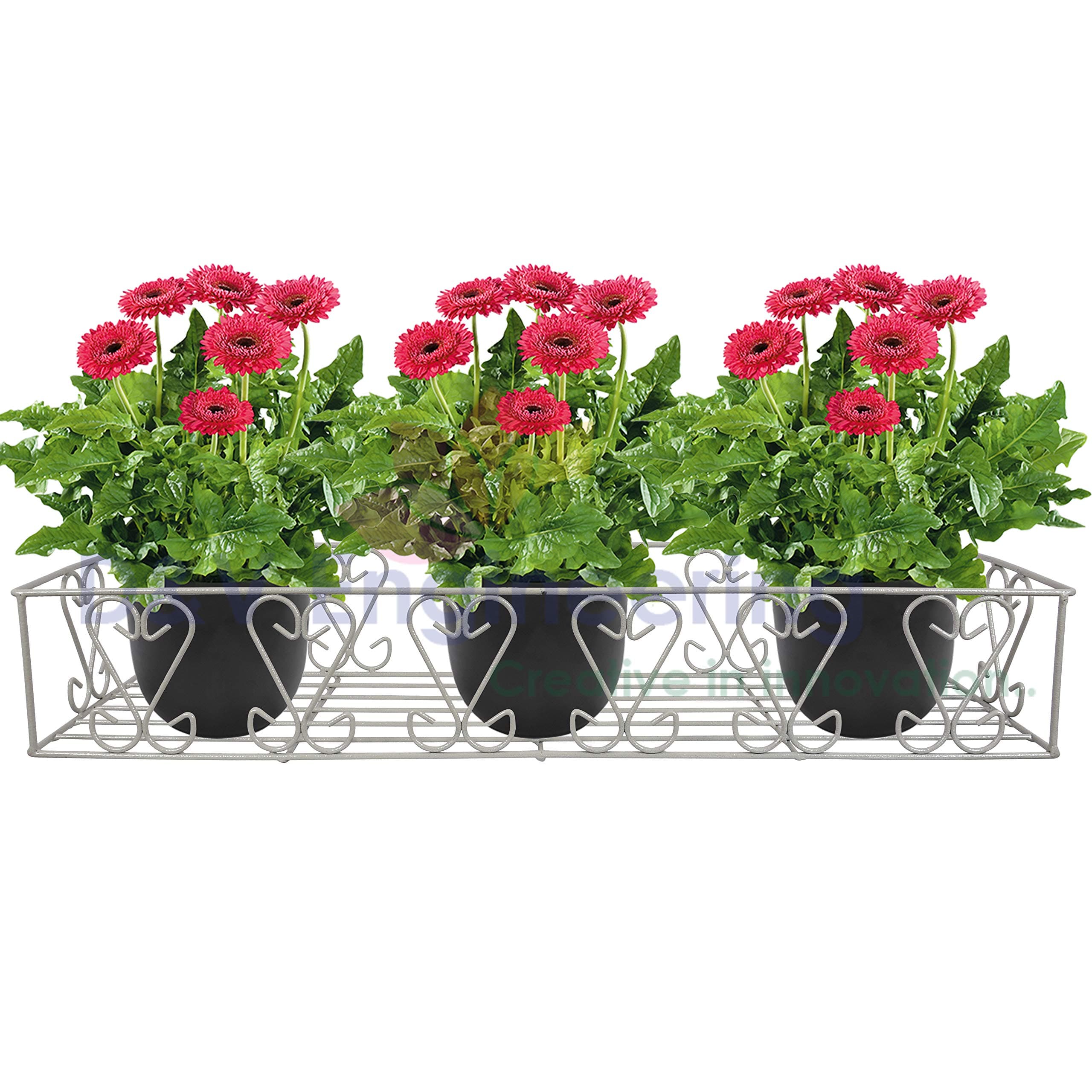 D&V Engineering Metal Railings Pot Stand │Hanging pot stands for plants in balcony Railings (Fixed Hanger, Pack of 1-Grey)
