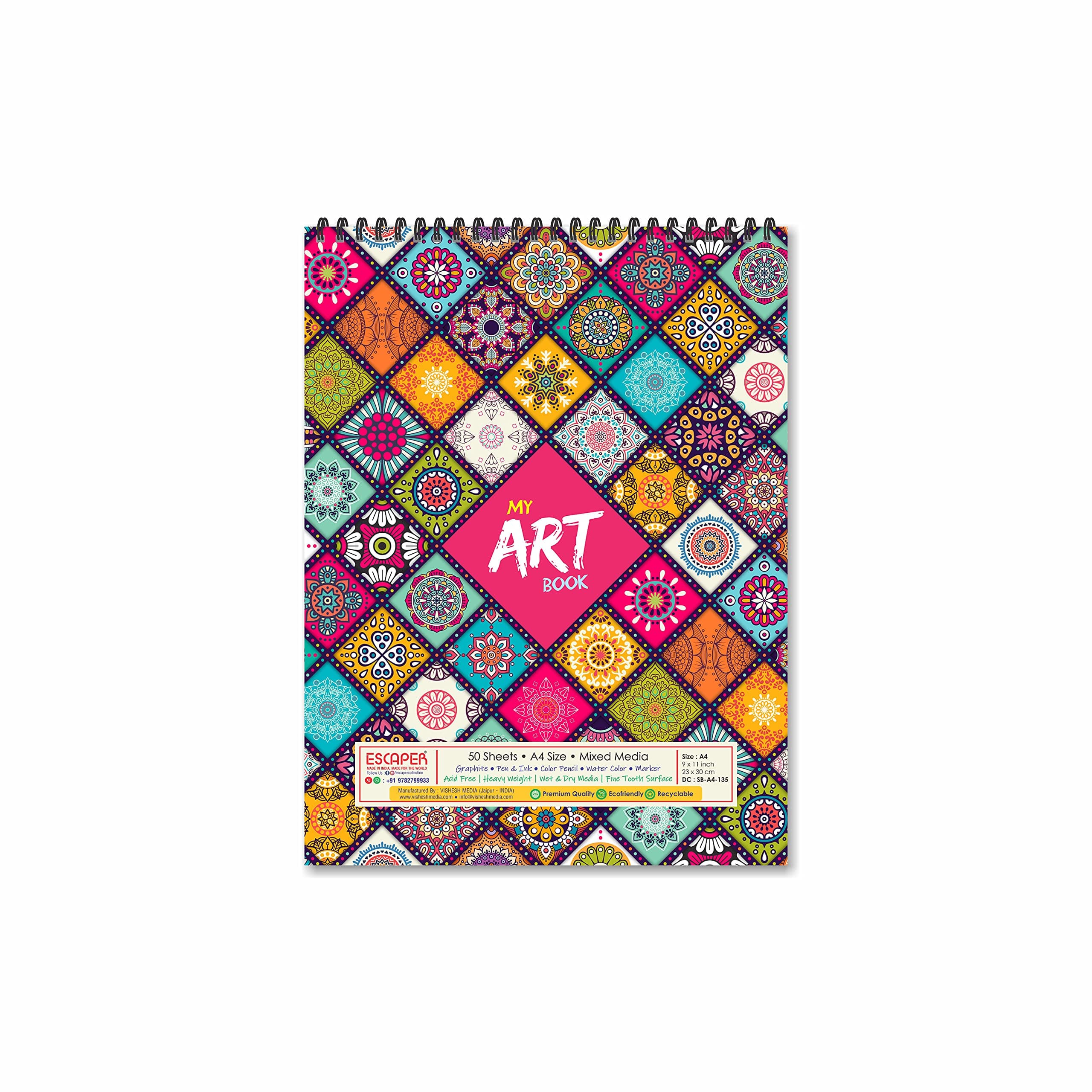 ESCAPER Mandalas Art Sketch Book - A4 Size,50 Sheets (100 Pages) of Professional Artist Paper for Your Creative Endeavors