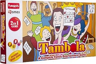 Funskool Kid Games,Tambola 2 in 1 Game, A Complete Family Entertainment Game, Reusable Tickets, 2+ Players,Ages 7 and Above,