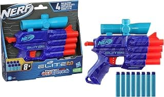 Nerf Elite 2.0 Prospect Qs-4 Blaster, Wild Edition Color Design, 8 Nerf Elite Darts, 4-Dart Blasting, Targeting Scope, Pull Back Priming,Multicolor