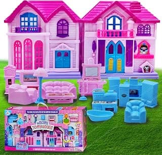 FunBlast Princess House Set for Kids, Doll House Set for Girls, Doll House with Bed Room, Kitchen & Furniture Set for Kids, Princess House with Openable Door